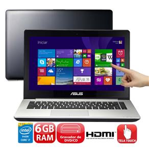 Notebook Touch Asus VivoBook S451LA-BRA-CA033H com Intel® Core™ I7-4500U, 6GB, 750GB, Gravador de DVD, Leitor de Cartões, HDMI, LED 14" e Windows - no
