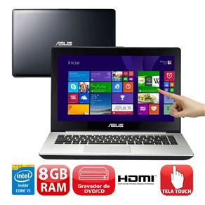 Notebook Touch Asus VivoBook S451LA-CA046H com Intel® Core™ I5-4200U, 8GB, 500GB, Gravador de DVD, Leitor de Cartões, HDMI, Webcam, LED 14", Wind