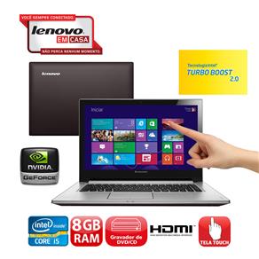 Notebook Touch Lenovo Z400 com Intel® Core™ I5-3210M, 8GB, 1TB, Gravador de DVD, Leitor de Cartões, HDMI, NVIDIA GeForce, LED 14" e Windows 8
