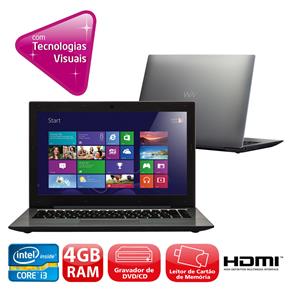 Notebook Ultrafino CCE T345 com Intel® Core™ I3-3217U, 4GB, 500GB, Gravador de DVD, Leitor de Cartões, HDMI, Wireless, Webcam, LED 14" e Windows 8