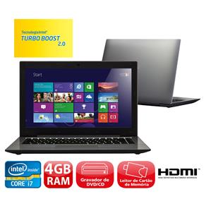 Notebook Ultrafino CCE T745 com Intel® Core™ I7-3517U, 4GB, 500GB, Gravador de DVD, Leitor de Cartões, HDMI, Wireless, Webcam, LED 14" e Windows 8 - N