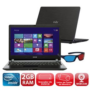 Notebook Ultrafino CCE U25 com Intel® Dual Core™, 2GB, 500GB, Gravador de DVD, Leitor de Cartões, Wireless, Webcam, LED 14" e Windows 8 - Notebook