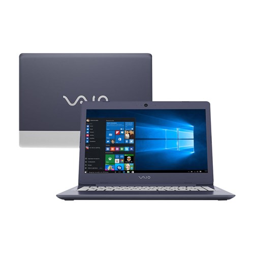 Notebook Vaio Intel Core I3 4Gb 1Tb Windows 10 Tela 14" Vaio C14 Vjc141f11x-B0111l Azul e Prata