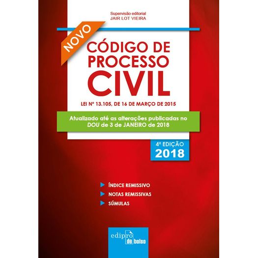 Novo Codigo de Processo Civil - Mini - Edipro - 4 Ed