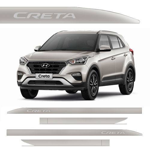 Tudo sobre 'Novo Friso Lateral Slim Hyundai Creta Prata Sand'