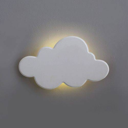 Nuvem Luminária MDF Branca Pequena com LED com Luz Quente