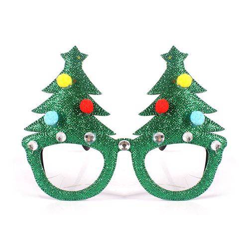 Óculos Árvore de Natal com Glitter Verde
