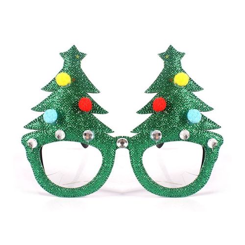 Óculos Árvore de Natal com Glitter Verde