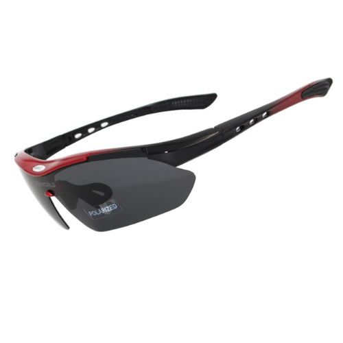 Óculos Ciclismo Esportes Polarizado 5 Lentes Vermelho HX1038B + Clip Lente de Grau - Lei Li Imports