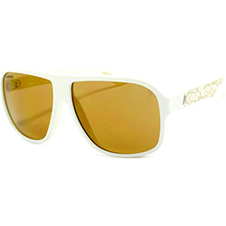 Óculos de Sol Absurda Branco e Dourado Retrô Calixto