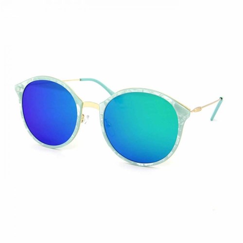 Óculos de Sol Bijoulux Marmorizado Redondo Lente Espelhada Azul