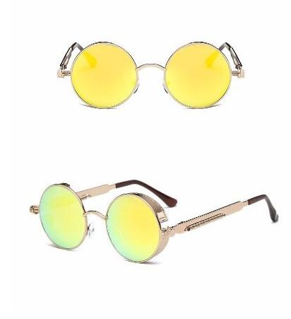 Óculos de Sol Redondo Haste com Mola Vintage Retrô John Lennon - Gótico - Vinkin