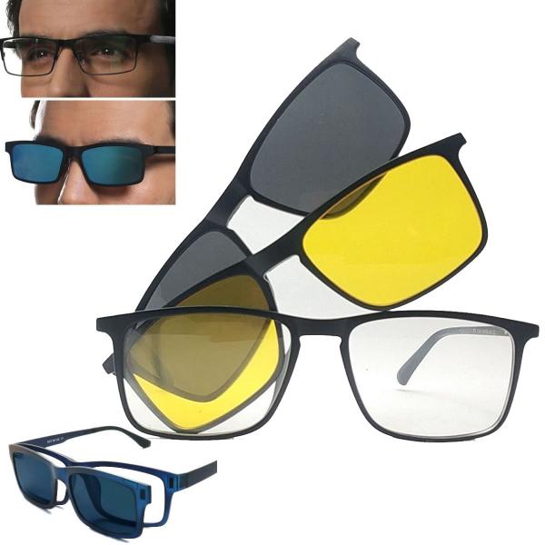 Óculos 3 em 1 Grau Sol e Noite Clip On Polarizado e Uv400 - Tr2