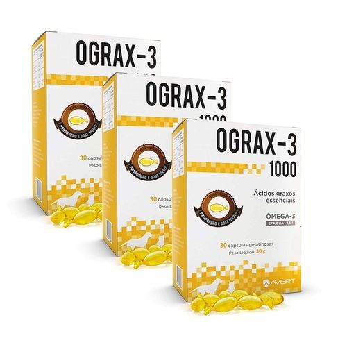 Ograx 1000 Suplemento Omega 3 Avert 30 Capsulas - 03 Unidades