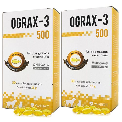 Ograx 500 Suplemento Omega 3 Avert 30 Capsulas - 02 Unidades