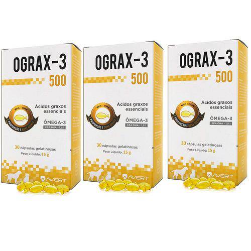 Ograx 500 Suplemento Omega 3 Avert 30 Capsulas - 03 Unidades