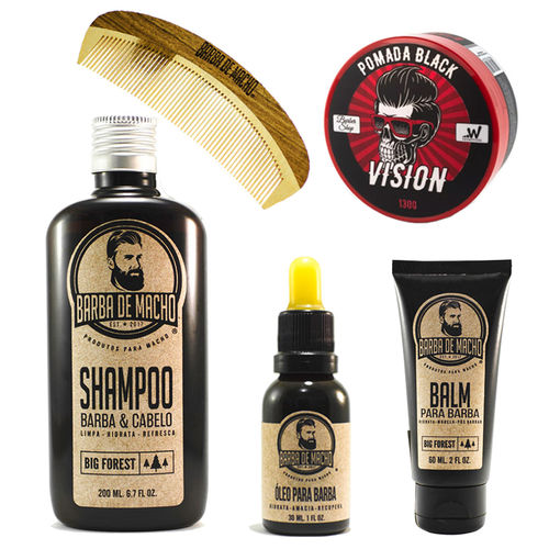 Kit para Barba Balm Oleo Shampoo Pente