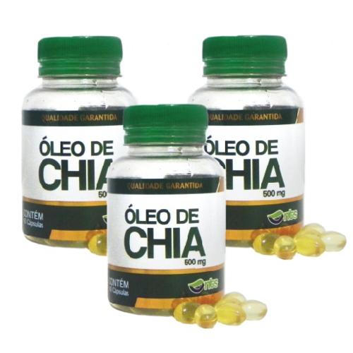 Óleo de Chia Nts 500mg 180 Cápsulas 3 Potes com 60 Caps Cada - Kit 3 Òleo de Chia 60 Caps