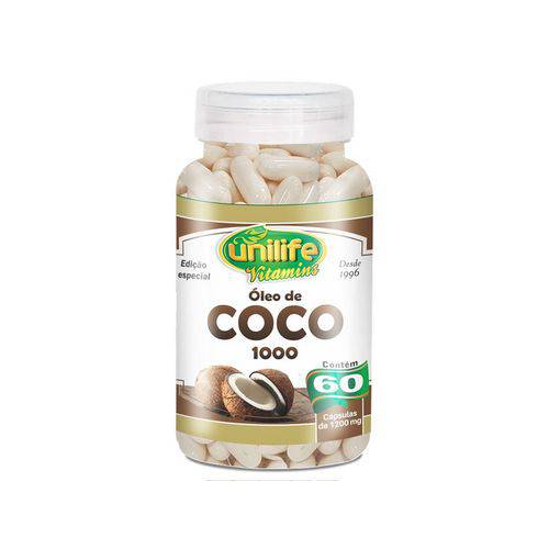 Óleo de Coco Extra Virgem 1200Mg Unilife 60 Cápsulas