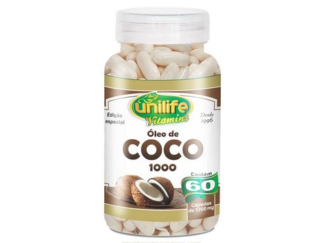 Óleo de Coco Extra Virgem 1200Mg Unilife 60 Cápsulas