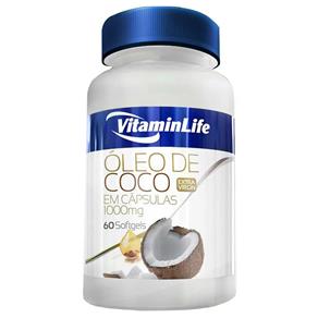 Óleo de Coco Extra Virgin - 1000 Mg - Vitaminlife - Sem Sabor - 60 Softgels
