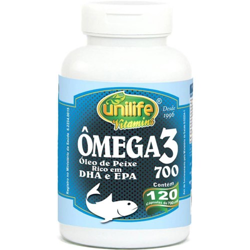 Oleo de Peixe Omega 3 700 120 Capsulas Unilife