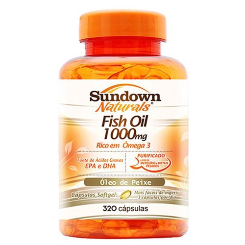 Óleo De Peixe Ômega 3 Em Cápsulas Fish Oil Sundown 1000mg C/ 320