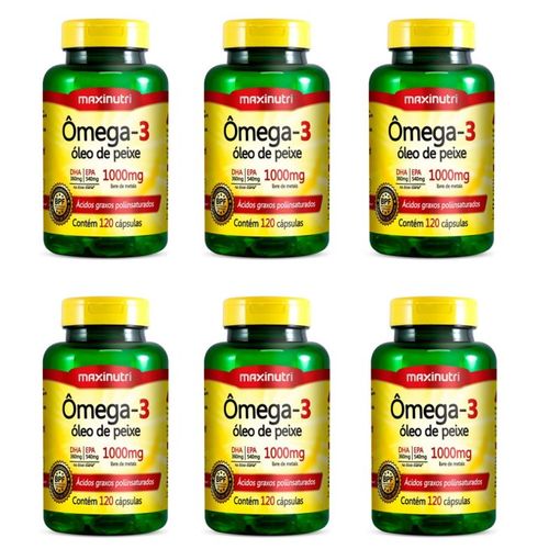 Omega 3 Maxinutri Kit 6 Frascos com 120 Cápsulas Óleo de Peixe