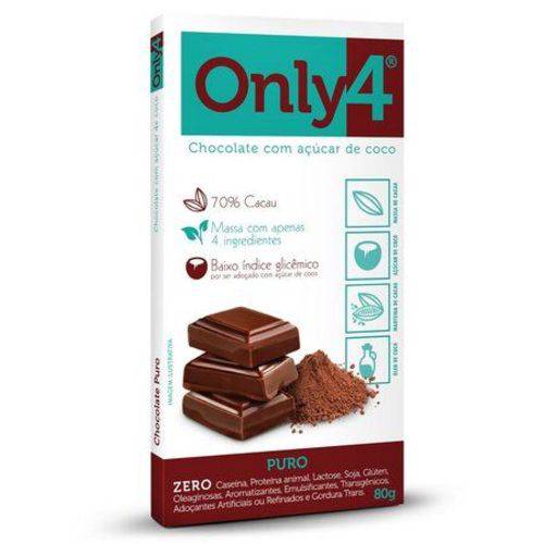 Only 4 Chocolate com Açúcar de Coco 70% Cacau - Genevy - Puro - 80g