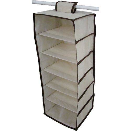 Tudo sobre 'Organizador de Closet Cabideiro Vertical OrganiBox Bege/Marrom de 85x30x28cm'