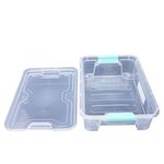 Organizador Multiuso de Plástico 10l Verde Tampa e Travas Usual Plastic 41,7 × 29,2 × 12,2 Cm - Cor: Transp - Ref. 366