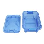 Organizador Multiuso de Plástico 3l Tampa e Travas Usual Plastic 25,5 X 19 X 11,5 Cm - Cor: Azul Transl - Ref. 418
