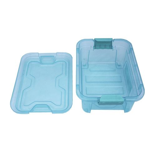 Organizador Multiuso de Plástico 3l Tampa e Travas Usual Plastic 25,5 X 19 X 11,5 Cm - Cor: Verde Transl - Ref. 418