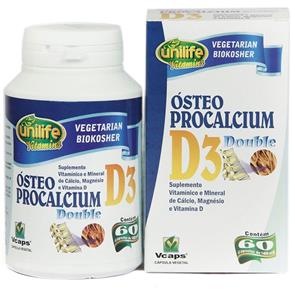 Ósteo Procalcium D3 Double 1400mg Cálcio, Magnésio e Vitamina D3 - Unilife - Natural - 60 Cápsulas