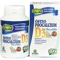 Ósteo Procalcium D3 Double 60 Cápsulas 1400mg Cálcio, Magnésio e Vitamina D3 - Unilife
