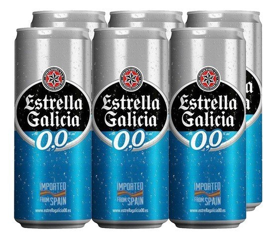 Pack Cerveja Espanhola Lata Estrella Galicia Zero 0 6x330ml
