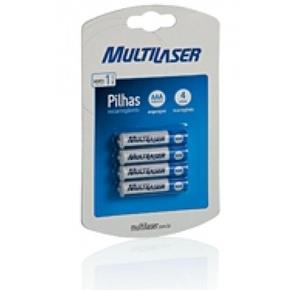 Pack Multilaser com 4 Pilhas AAA Recarregáveis 1000 MAh CB050