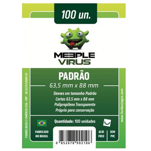 Pacote C/ 100 Sleeves Meeple Virus - Padrão 63,5 X 88 Mm
