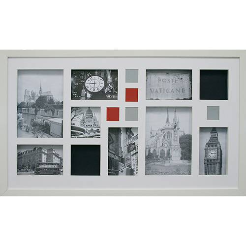 Tudo sobre 'Painel Bee Collection Rue Bac 40x70cm 5 Fotos 10x15cm 2 Fotos 15x21cm e 1 Foto 10x10cm Branco - Kapos'