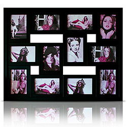 Painel de Fotos (55x68x2cm) Preto para 12 Fotos - HG