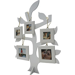 Painel de Fotos Árvore da Família (50x35x1cm) Branco para 5 Fotos - Kapos