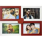 Painel de Fotos Love (34x24x1cm) Branco com Vermelho para 4 Fotos - Kapos