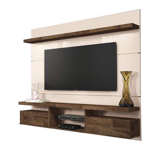 Painel Home Suspenso Livin 1.8 TV 55 Pol Off White e Deck HB Móveis