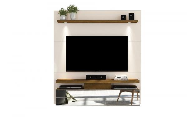 Painel Home Suspenso Luce LED para TV 60" 100% MDF Off White/ Demolição - DJ Móveis