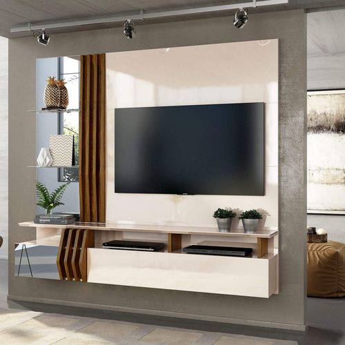 Painel Home Suspenso para TV Até 55 Polegadas Moderno Lua Siena Móveis Off White/Demolição