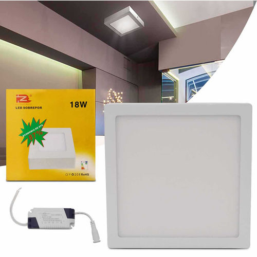 Painel Plafon Luminária Led Quadrado Slim 18w 6000k Branco Frio Bivolt Alumínio Sobrepor Gesso Sanca