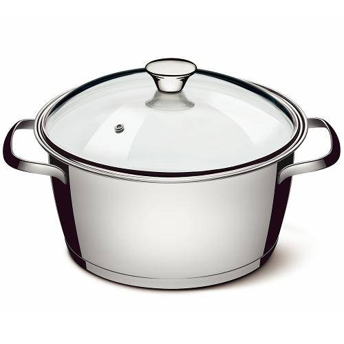 Panela Caçarola Funda Allegra 16 Cm em Aço Inox Tampa de Vidro - Tramontina