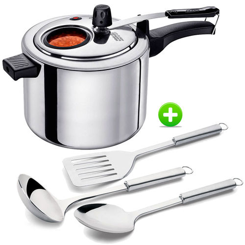 Tudo sobre 'Panela de Pressão 4,5 Litros com Visor - Mta + Kit de Utensílios em Aço Inox'