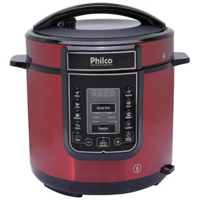 Panela de Pressão Elétrica Philco Digital 1000W 6L Timer Controle de Temperatura INOX Red PPP01 - 220V