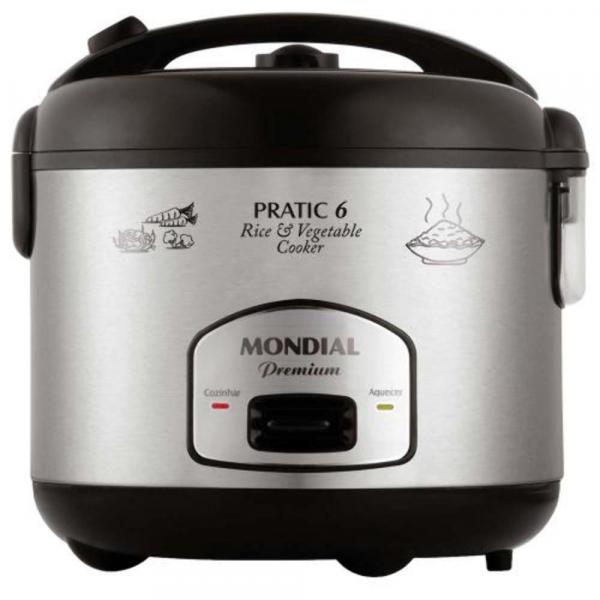 Panela Eletrica Mondial Pratic Rice Vegetables 6 Premium, Capacidade 1,8 Litros, Preto/prata Pe-02